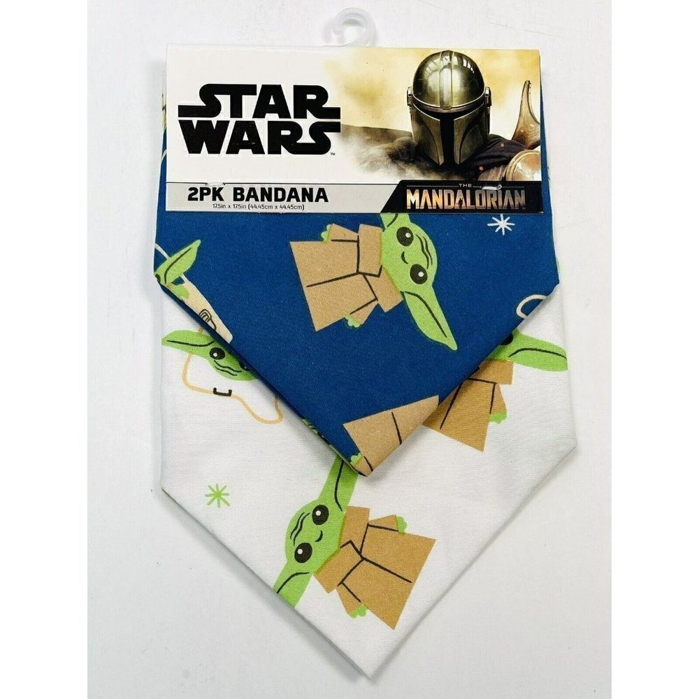 2pk Best Brands STAR WARS Disney The Mandalorian BABY YODA  Blue BANDANAS NIP